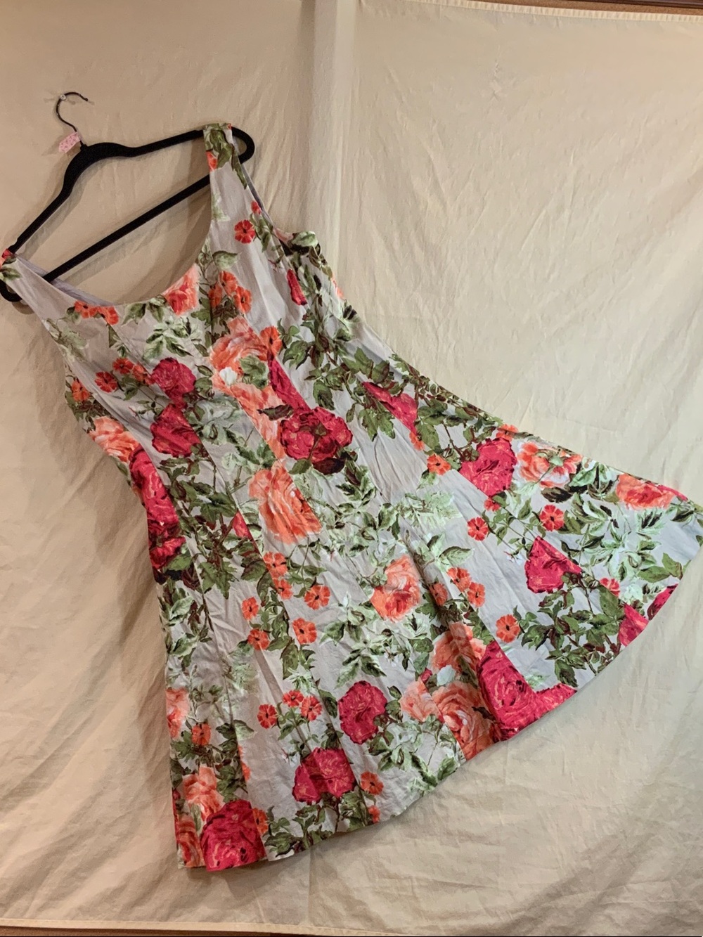 Jones Studio Floral Fit-and-Flare Mini Dress - Pink, Coral, Green on Beige